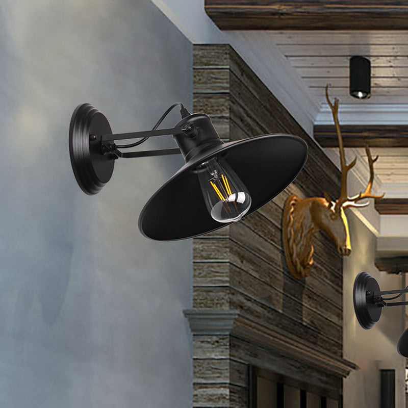 Frendorf | Metallische Untertasse Wandleuchte Antikstil 1-Birnen Flur Wandleuchte Lampe in Schwarz/Rost