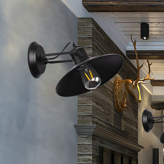 Frendorf | Metallische Untertasse Wandleuchte Antikstil 1-Birnen Flur Wandleuchte Lampe in Schwarz/Rost