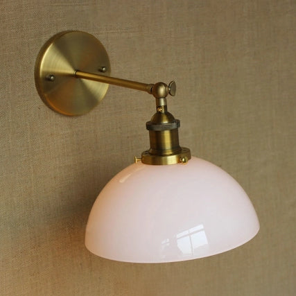 Frendorf | Eins Bulb Weiß/Klar/Braun Glas Wandleuchte Industrie Messing Kuppel Wohnzimmer Wandlampe