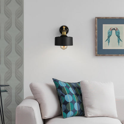 Frendorf | 1 Licht Wandschlamp Loftstijl Koepel/Trommel Schaduw Metaal Verstelbare Wandlamp in Zwart voor Slaapkamer