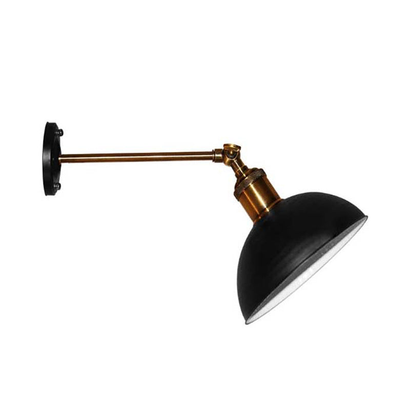 Frendorf | 1 Licht Wandschlamp Loftstijl Koepel/Trommel Schaduw Metaal Verstelbare Wandlamp in Zwart voor Slaapkamer