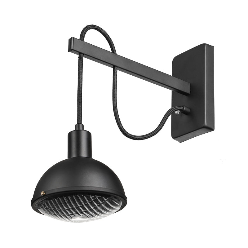 Frendorf | 1 Licht Wandverlichting Boerderij Kom Schaduw Metallic Wandlamp in Zwart voor Eetkamer
