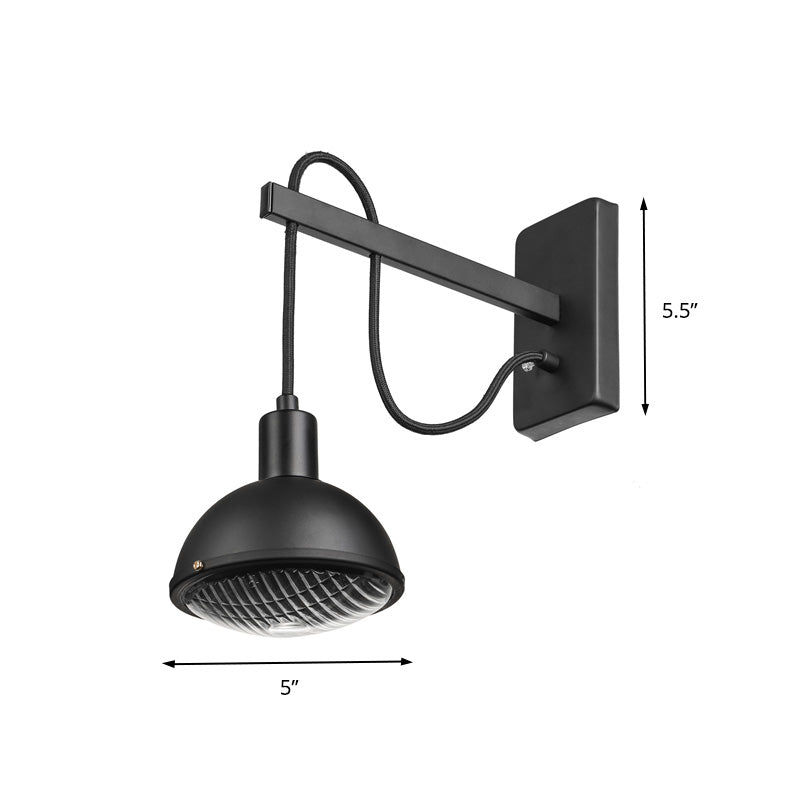 Frendorf | 1 Licht Wandverlichting Boerderij Kom Schaduw Metallic Wandlamp in Zwart voor Eetkamer