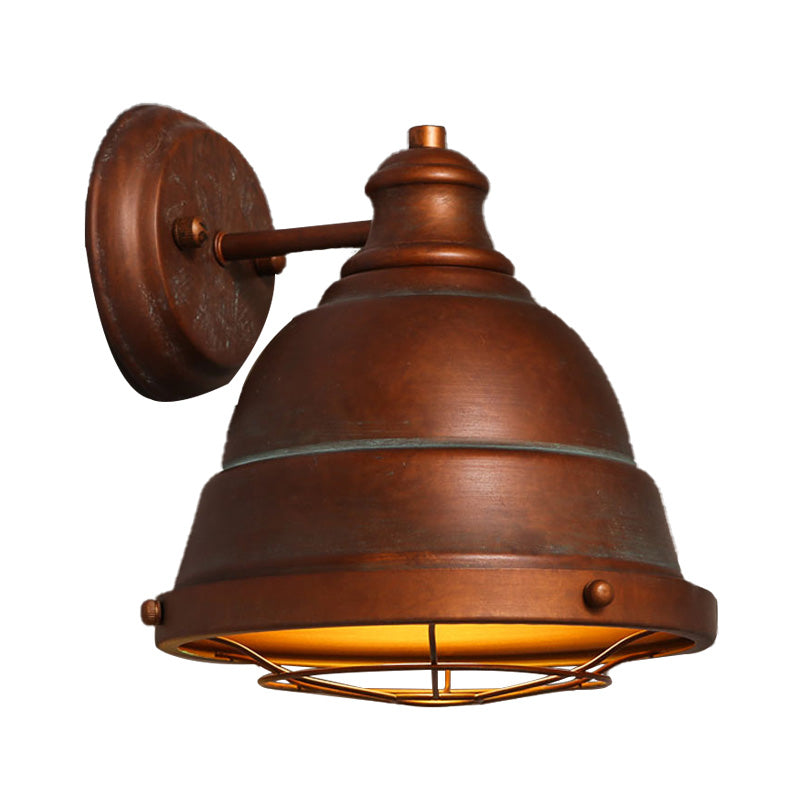 Frendorf | 1 Lichtkuppel Wandlamp met Draadkooi Vintage Stijl Zwart/Verweerd Koper IJzeren Wandlamp voor Trap