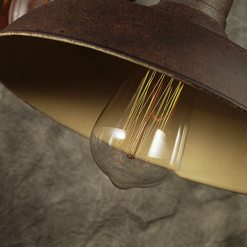 Frendorf | Antieke stijl schuurmuurlamp 1 licht ijzeren wandlamp met goose-neck arm in brons/roest voor slaapkamer