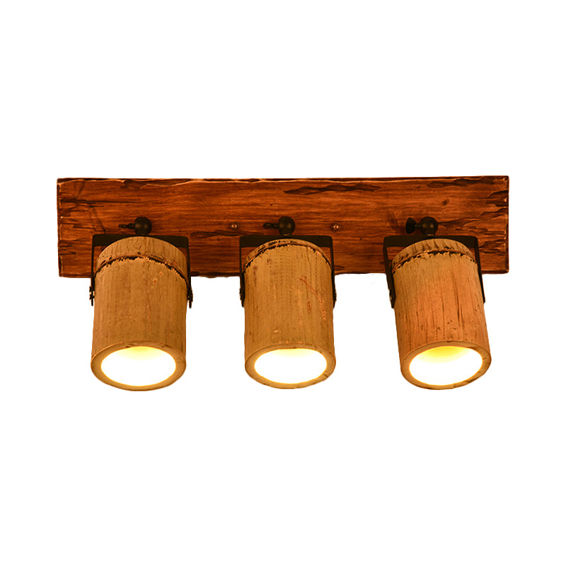 Frendorf | Houten Cilinder Wandlamp Rustiek Stijlvolle Muurlicht in Beige voor Bistro Restaurant