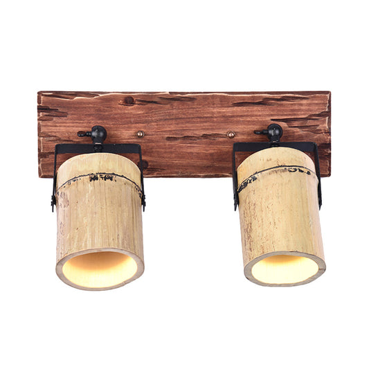 Frendorf | Houten Cilinder Wandlamp Rustiek Stijlvolle Muurlicht in Beige voor Bistro Restaurant
