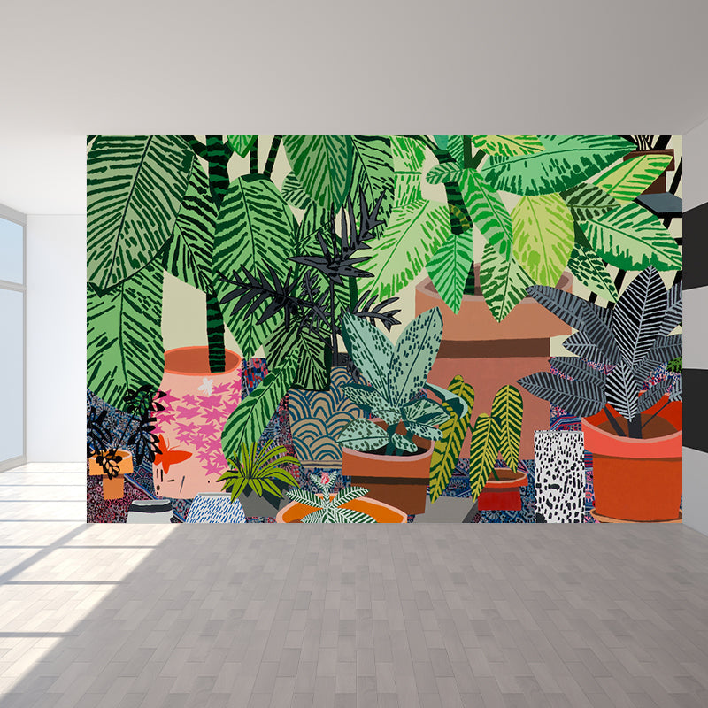 Frendorf | Potted Plant Wallpaper Contemporary Washable Living Room Wall Covering, Personalize