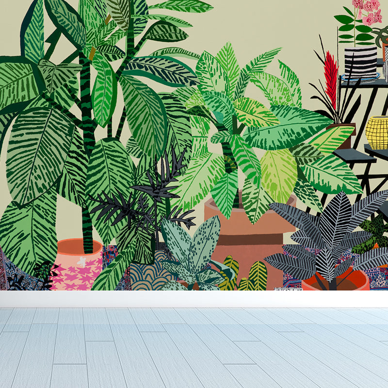 Frendorf | Potted Plant Wallpaper Contemporary Washable Living Room Wall Covering, Personalize
