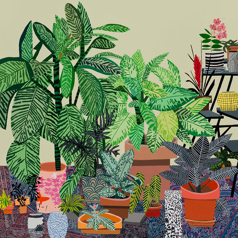 Frendorf | Potted Plant Wallpaper Contemporary Washable Living Room Wall Covering, Personalize