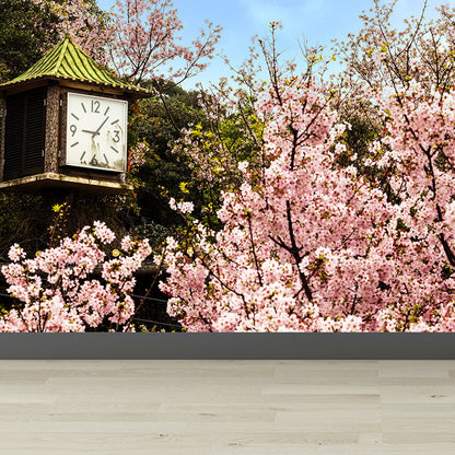 Großer Cherry Wandaufkleber für Badezimmer Floraler Druck Wandkunst in Pink für Wohnung Dekor