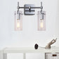 Frendorf | Chrom/Nickel Zylinder Schirm Wandbeleuchtung Modern Klarglas 2-Licht Esszimmer Wandleuchte