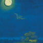 Illustration Mond Nacht Wandtattoo für Wohnzimmer, Blau, Maßgeschneiderte Größe verfügbar