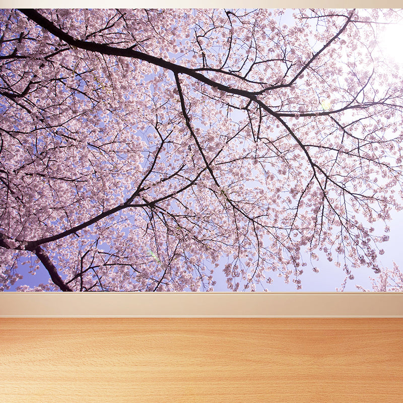 Großes Kirschbaum-Wandtattoo Pink Vliesstoff-Wandverkleidung für das Wohnzimmer, Maßanfertigung