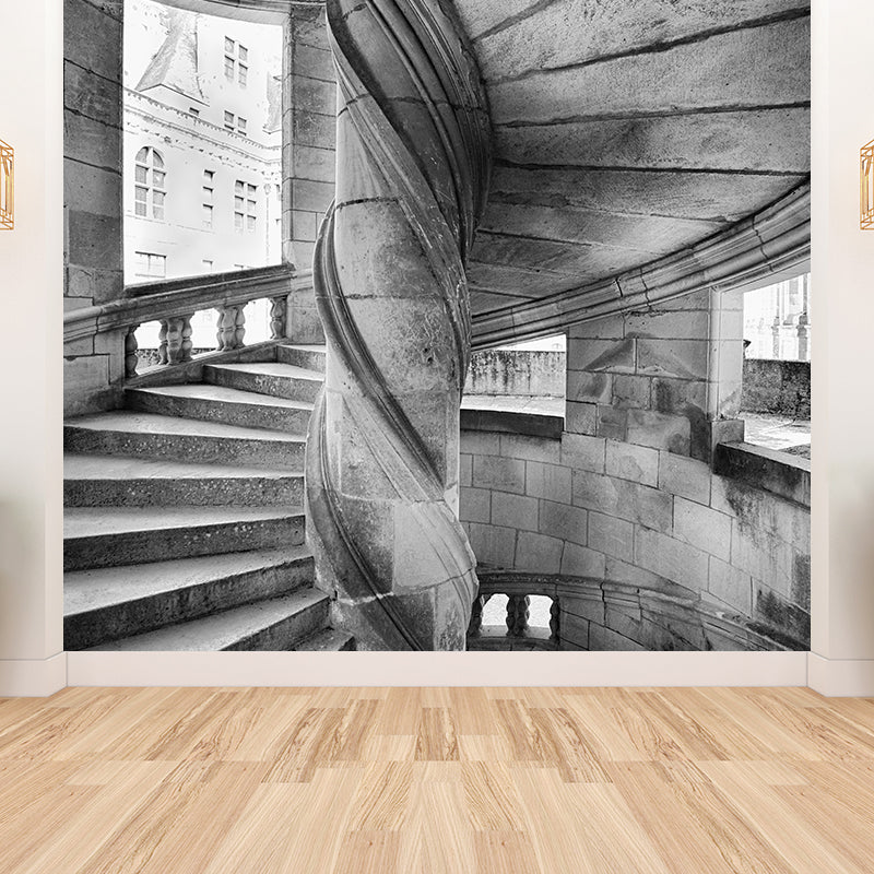 Fotografie Stein Wirbel Treppe Wandbild für Wohnzimmer, Grau, Maßgeschneiderte Größe Verfügbar