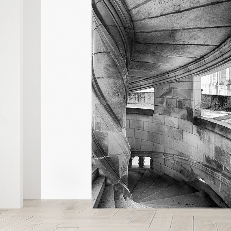 Fotografie Stein Wirbel Treppe Wandbild für Wohnzimmer, Grau, Maßgeschneiderte Größe Verfügbar