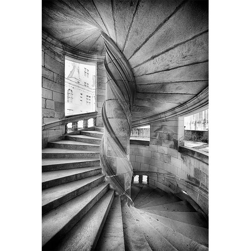 Fotografie Stein Wirbel Treppe Wandbild für Wohnzimmer, Grau, Maßgeschneiderte Größe Verfügbar