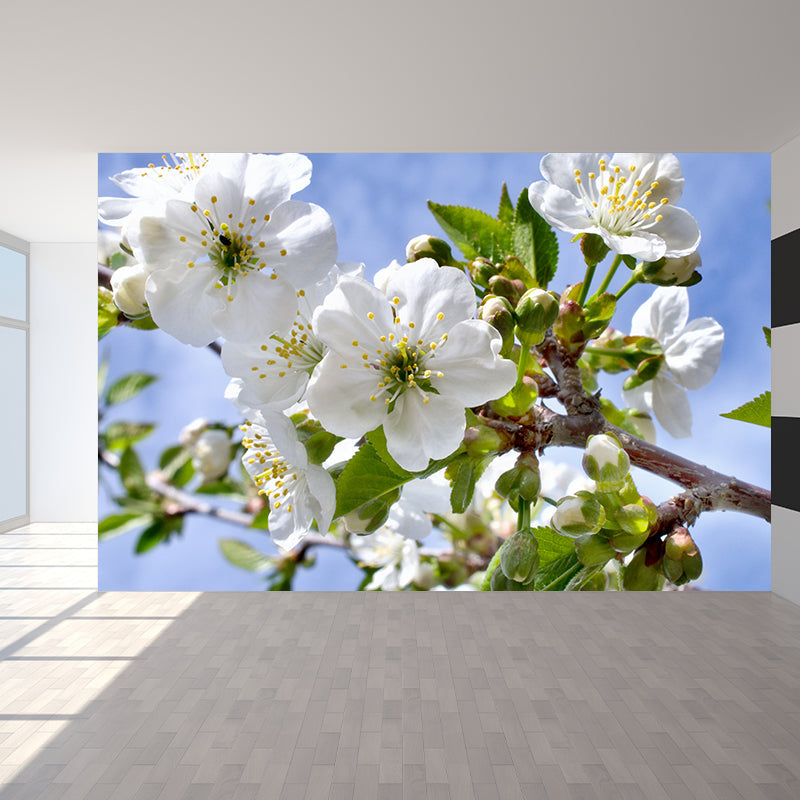 Frendorf | Moderne Blossom Muur Decal Non-Woven Textuur Waterdicht Wit Wandkunst voor Binnen