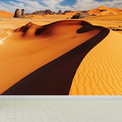 Frendorf | Gelbe modernistische Wandtapete Dekor große Sand- und Felswüste Wandverkleidung für Zuhause