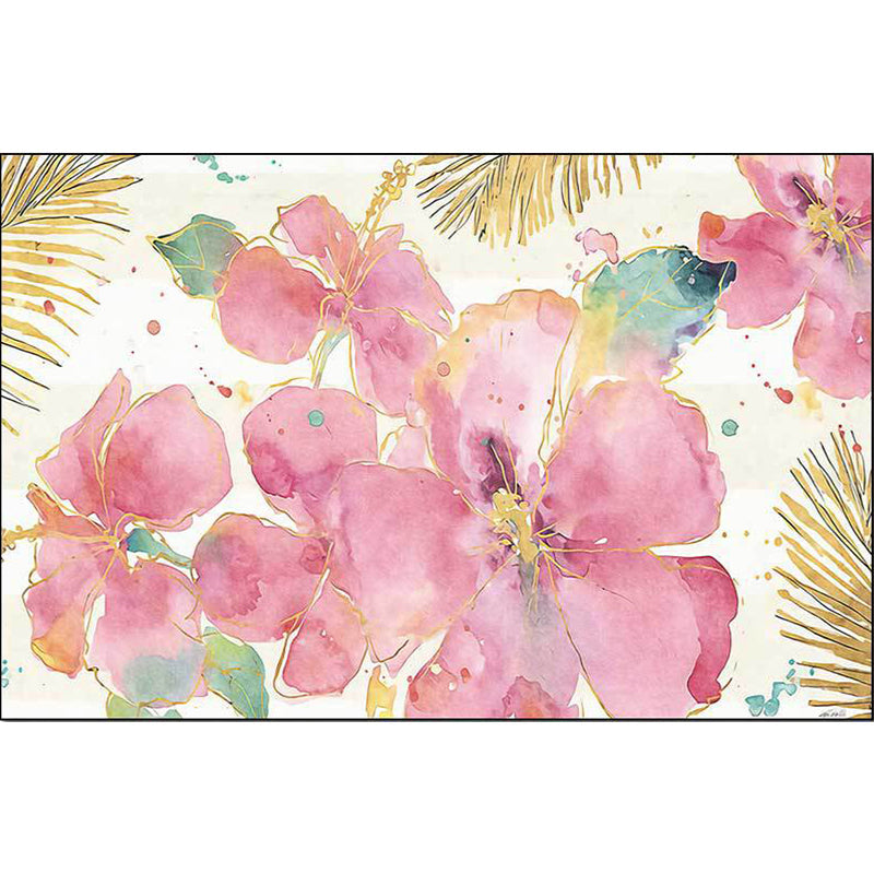 Frendorf | Französische Country Floral Muster Teppich Rosa und Weiß Polyester Teppich Maschinenwaschbar Anti-Rutsch Rücken Bereich Teppich für Wohnzimmer