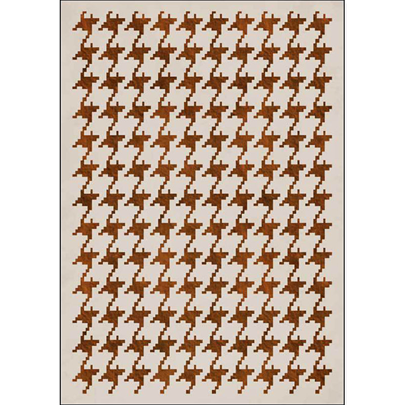 Nordic Modern Teppich in Elfenbein Karo Hahnentritt Muster Teppich Polyester Rutschfester haustierfreundlicher Teppich für die Heimdekoration