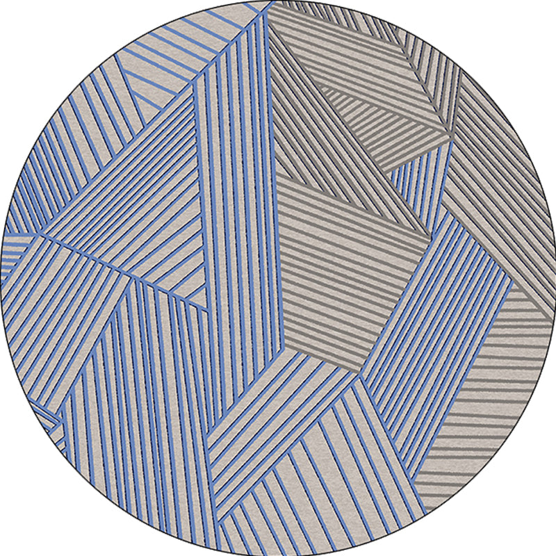 Frendorf | Braun und Blau Schlafzimmer Teppich Moderne Geometrische Streifenmuster Bereichsteppich Polyester Fleckenbeständig Waschbar Teppich