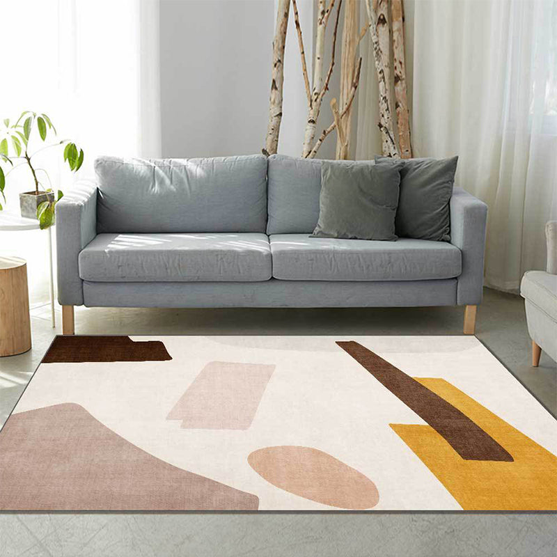 Frendorf | Beige und Braune Moderne Teppich Polyester Abstract Teppich Maschinenwaschbar Rutschfeste Rückseite Teppich für Wohnzimmer