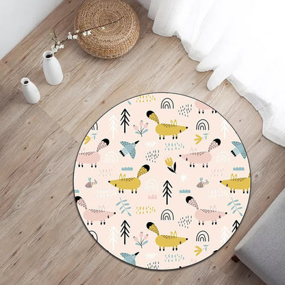Frendorf | Kinder Schlafzimmer Teppich in Weiß Tier Maus Vogel Baum Druck Teppich Polyester Waschbar Fleckenresistent Bereich Teppich