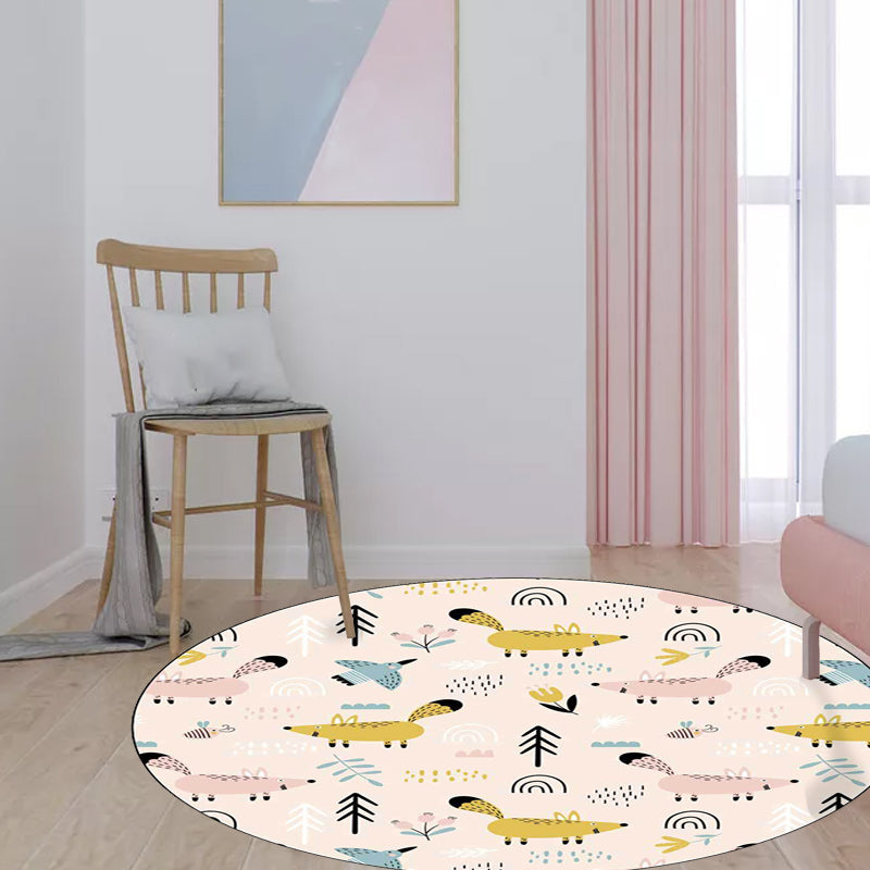 Frendorf | Kinder Schlafzimmer Teppich in Weiß Tier Maus Vogel Baum Druck Teppich Polyester Waschbar Fleckenresistent Bereich Teppich