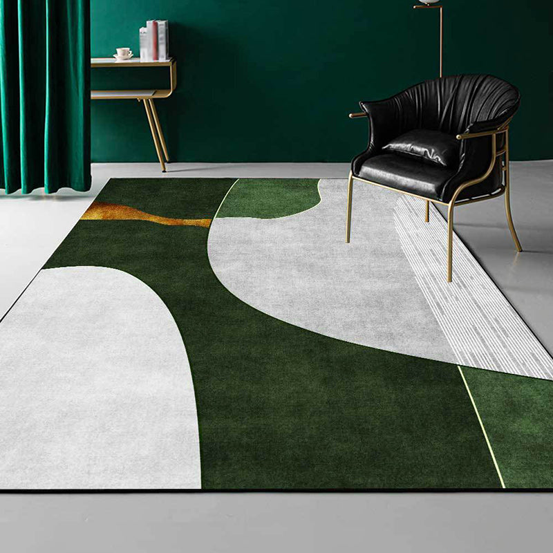 Frendorf | Groene en Grijze Slaapkamer Tapijt Nieuwigheid Kleurblok Streep Patroon Gebied Tapijt Polyester Vlekbestendige Tapijt