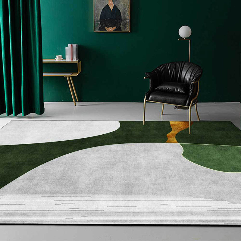 Frendorf | Groene en Grijze Slaapkamer Tapijt Nieuwigheid Kleurblok Streep Patroon Gebied Tapijt Polyester Vlekbestendige Tapijt