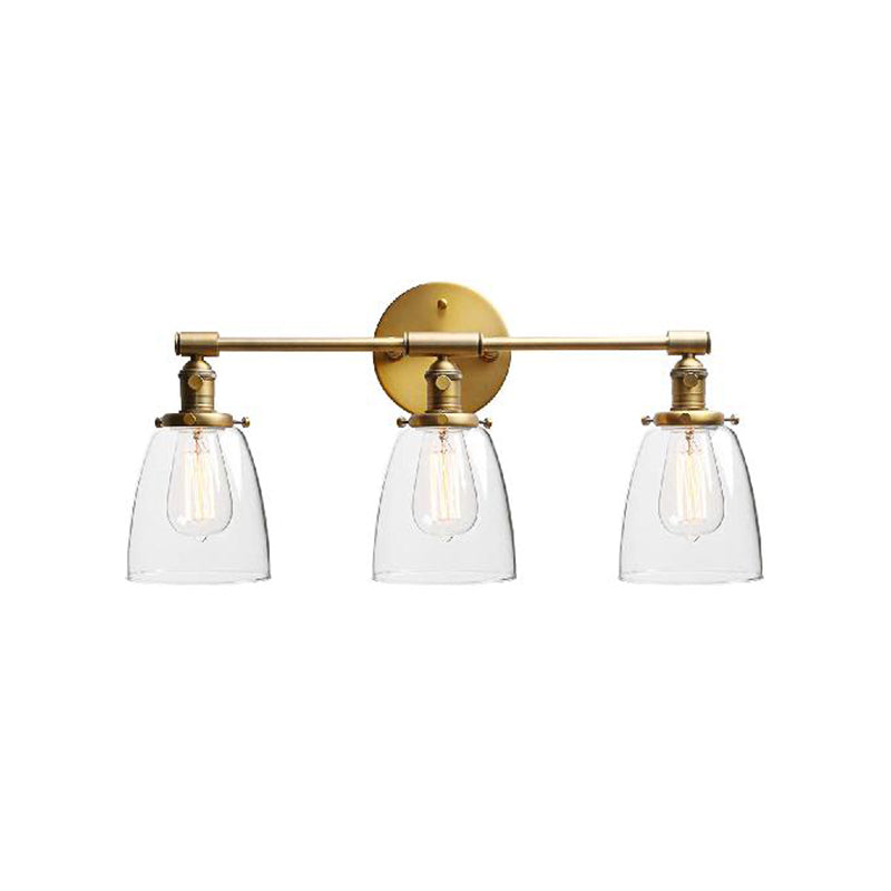 Frendorf | 3-Bulb Kegel Wandmontage Lichtarmatuur Industrieel Messing Klares Glas Beleuchtung für Restaurant