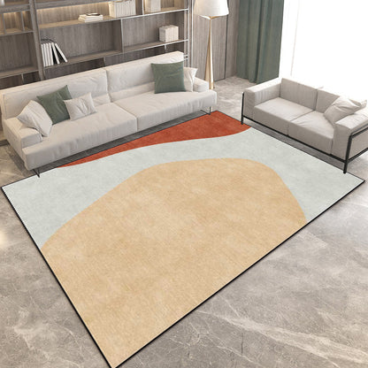 Frendorf | Nieuwigheid woonkamer tapijt in grijs en bruin kleurblok print tapijt polyester antislip achterkant vloerkleed