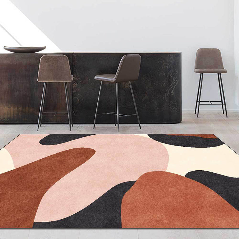 Frendorf | Novelty Wohnzimmer Teppich in Rosa und Braun Farbblock Druck Teppich Polyester Haustierfreundlich Rutschfester Bereichsteppich