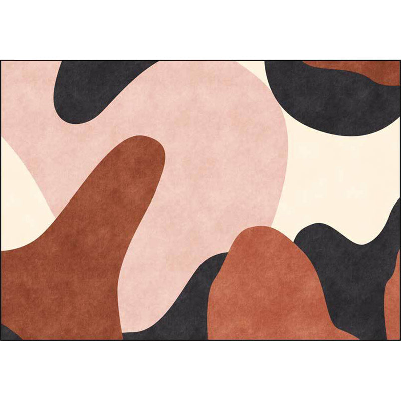 Frendorf | Novelty Wohnzimmer Teppich in Rosa und Braun Farbblock Druck Teppich Polyester Haustierfreundlich Rutschfester Bereichsteppich