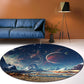 Frendorf | Blauer Schlafzimmerteppich Moderner Raum-Galaxie-Planet-Muster Bereichsteppich Polyester Waschbar Rutschfester Teppich