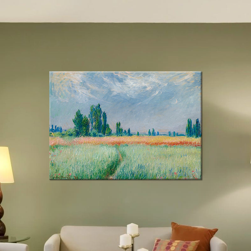 Frendorf | Groene Boerderij Veld Wanddecoratie Landschap Moderne Gelaagde Canvasprint voor Woonkamer
