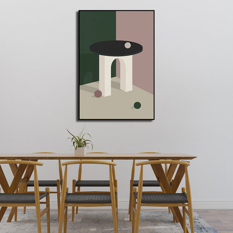 Frendorf | Ball und Patio Wandkunst für Schlafzimmer Architektur Leinwanddruck in Pink, Texturierte Oberfläche