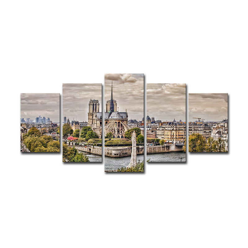 Frendorf | Moderne Landmark Canvas Print Groene Scenery von Notre-Dame De Paris Wandkunst, Mehrere Stücke
