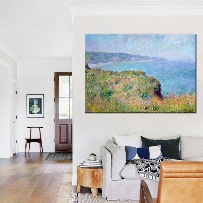 Frendorf | Modern Seashore Mountain Painting Set von 2 Grünen Strukturierten Leinwand Wandkunst für Zuhause