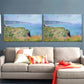 Frendorf | Modern Seashore Mountain Painting Set von 2 Grünen Strukturierten Leinwand Wandkunst für Zuhause
