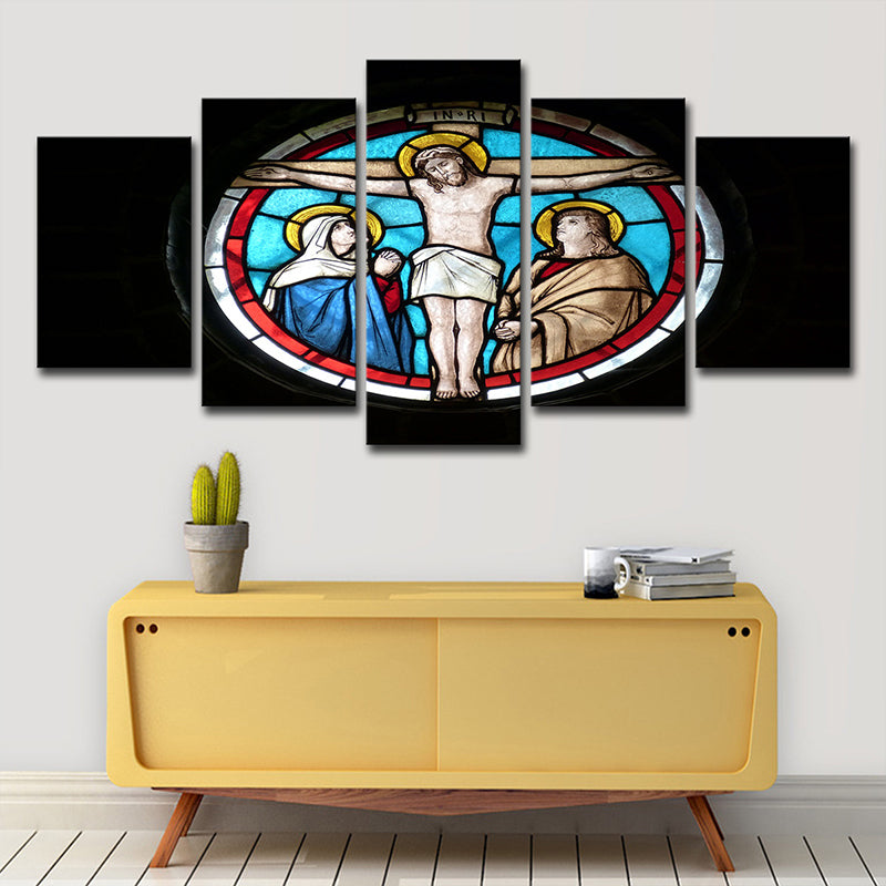 Frendorf | Schwarze religiöse Leinwandkunst Kreuz von Jesus Christus modernes Mehrteiliges Wanddekor für zuhause