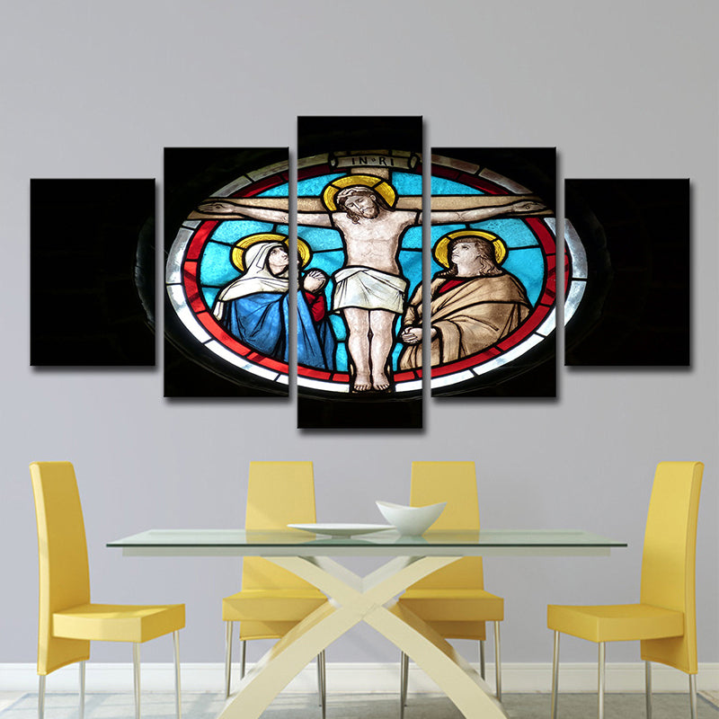 Frendorf | Schwarze religiöse Leinwandkunst Kreuz von Jesus Christus modernes Mehrteiliges Wanddekor für zuhause