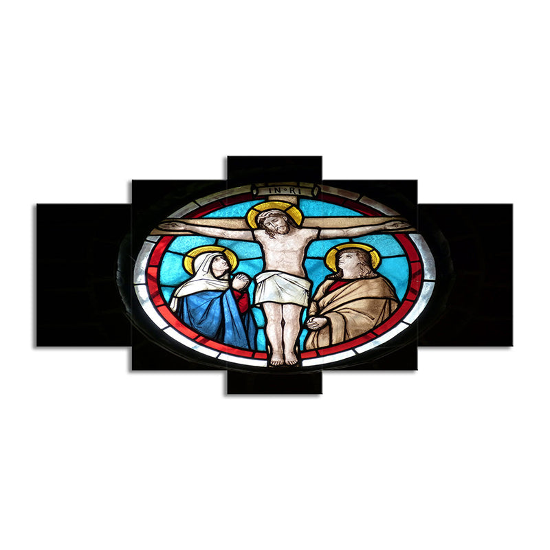 Frendorf | Schwarze religiöse Leinwandkunst Kreuz von Jesus Christus modernes Mehrteiliges Wanddekor für zuhause