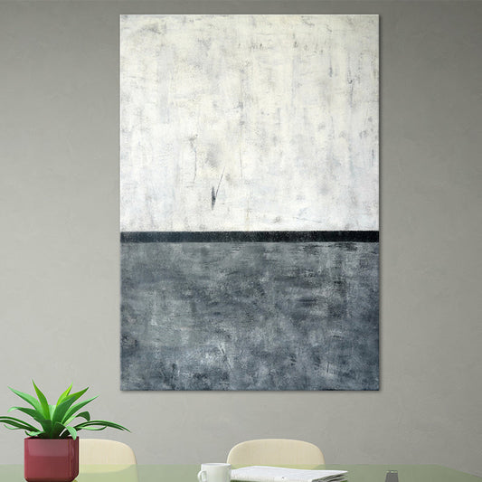 Frendorf | 2-Tone Kleur Blokkerende Canvas Grijs en Wit Minimalisme Muur Kunst Print voor Eetkamer