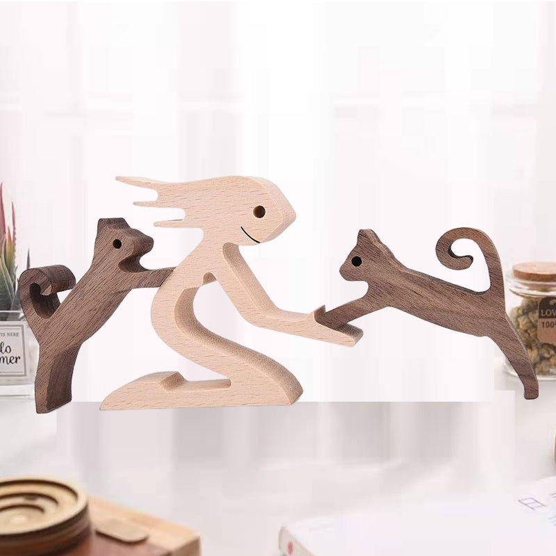 Frendorf | Geschenk für Tierliebhaber - Holzskulptur Tischornamente - Die Liebe zwischen Ihnen und Ihrem pelzigen Freund