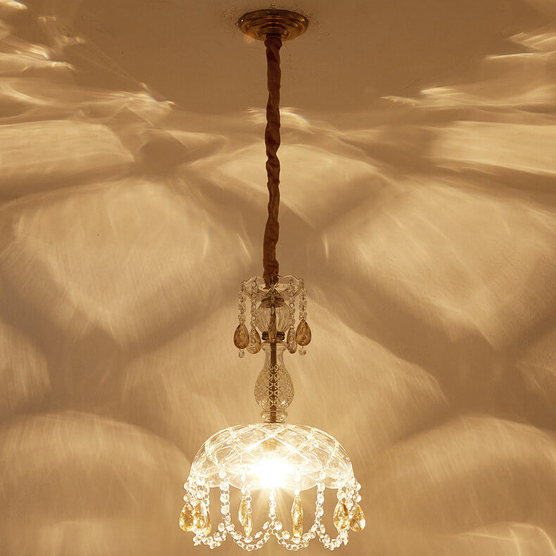 Frendorf | CrystalVive Pendelleuchte | Luxus Kristallkuppel | Moderne 1-Licht Hängelampe | Elegante Beleuchtung für Zuhause
