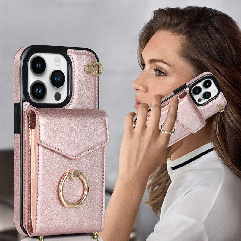 Frendorf | Leder Geldbörse Hülle mit Ring & Lanyard für iPhone