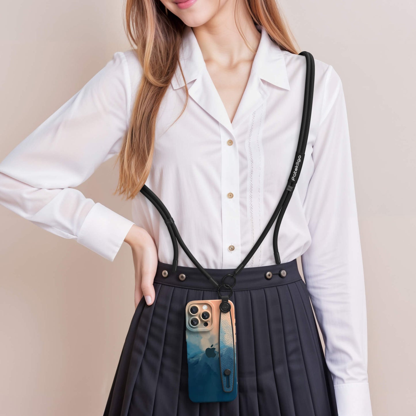 Frendorf | Beige Blau | Multifunktionale Handgelenktasche für iPhone-Serie