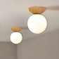 Frendorf | LumiHaus Deckenleuchte Holz | Japanisch-Nordisches Design | Glas Kugel | Warmes Stimmungslicht